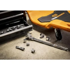 Gearwrench 16 Piece 3/8" Drive 120XP Locking Flex Head Ratchet and 6 Point SAE Stubby Socket Mechanics Tool Set 81393