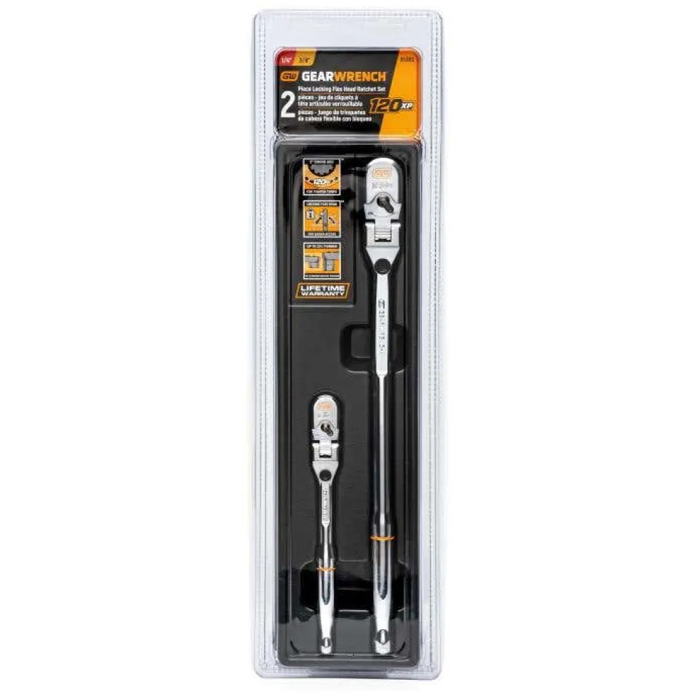 Gearwrench 2 Piece 1/4" & 3/8" Drive 120XP Locking Flex Head Ratchet Set 81380