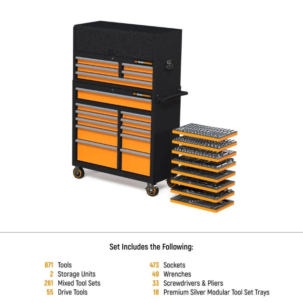 Gearwrench 873 Piece MEGAMOD Mechanics Tool Set w/ Premium Modular Foam Trays & Tool Storage MEGAMOD873