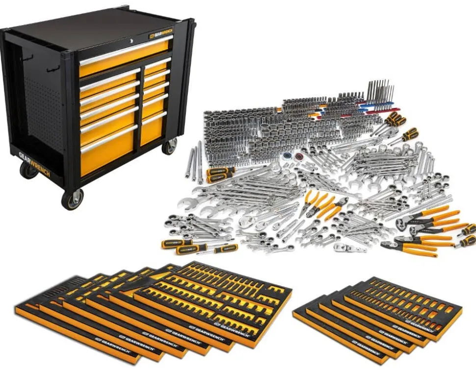 Gearwrench 614 Piece MEGAMOD Mechanics Hand Tool Set w/ Modular Foam Trays & Mobile Work Station MEGAMODMRO