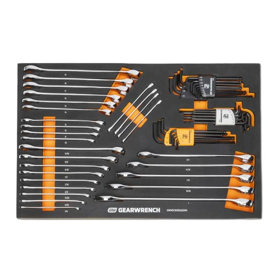 Gearwrench 59 Piece 6 Point Combination Wrench & Hex Key Set w/ Foam Storage Tray GWMSCWS6SAEMM
