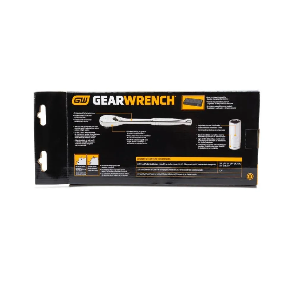 GearWrench 12 Piece 3/8" 6 Point SAE Socket Set 80556