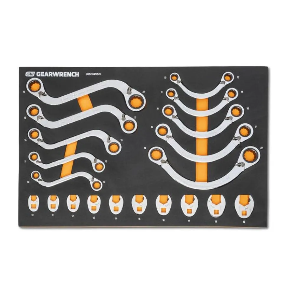 Gearwrench 20 Piece Specialty Ratcheting Metric Wrench Set w/ Foam Storage Tray GWMSSRWMM