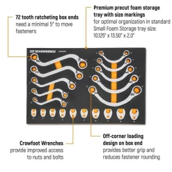Gearwrench 20 Piece Specialty Ratcheting Metric Wrench Set w/ Foam Storage Tray GWMSSRWMM