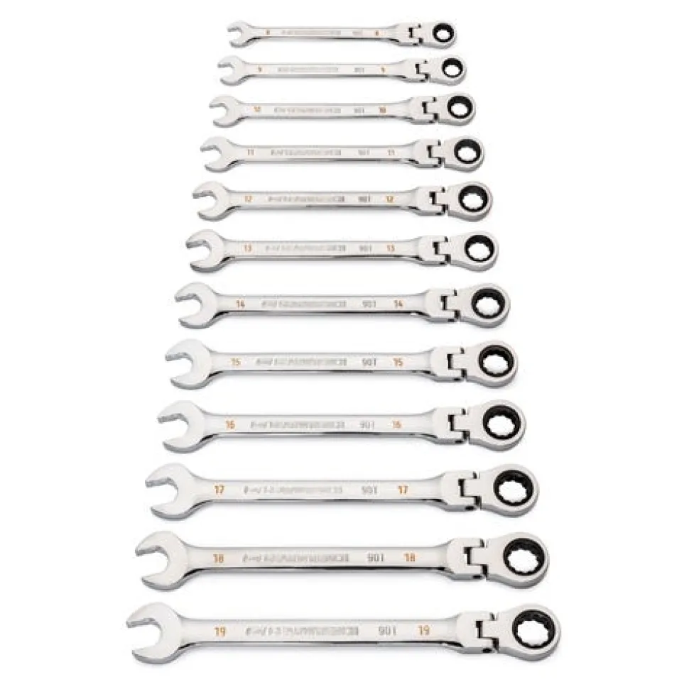 Gearwrench 12 Piece 90-Tooth 12 Point Flex Head Ratcheting Combination Metric Wrench Set 86727
