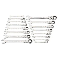 Gearwrench 16 Piece 90-Tooth 12 Point Flex Head Ratcheting Combination Metric Wrench Set 86728