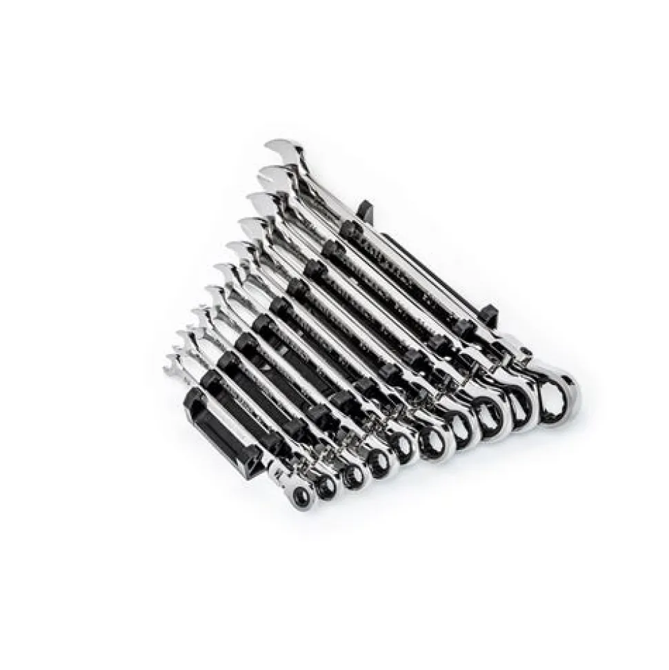 Gearwrench 10 Piece 90-Tooth 12 Point Flex Head Ratcheting Combination SAE Wrench Set 86758