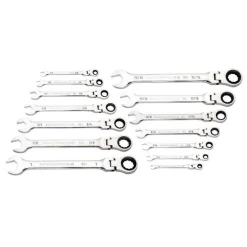 Gearwrench 14 Piece 90-Tooth 12 Point Flex Head Ratcheting Combination SAE Wrench Set 86759
