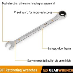 Gearwrench 14 Piece 90-Tooth 12 Point SAE Combination Ratcheting Wrench Set 86959