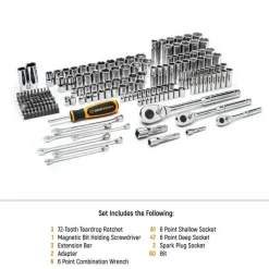 Gearwrench Tools 168 Piece 1/4" & 3/8" Drive 72-Tooth 6 Point Professional Tool Set GWPRO168