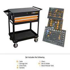 Gearwrench Tools 194 Piece MEGAMOD Mechanics Tool Set in Modular Foam Trays with Storage Unit MEGAMOD194