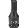 Grey Pneumatic 3/8" Drive x 3/16 Hex Driver Socket (SAE) 1906F