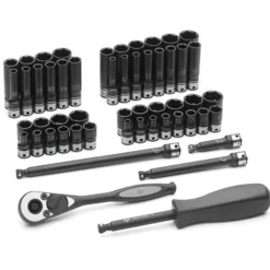 Grey Pneumatic 59 Piece 1/4 "Drive DUO-SOCKET 6-Point Standard & Deep Length Socket Set (SAE & Metric) 89653CRD