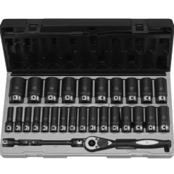 Grey Pneumatic 29 Piece 1/2" Drive Metric 6 Point Deep Duo-Socket Set 82629MD