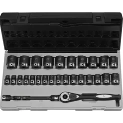 Grey Pneumatic 29 Piece 1/2" Drive Metric 6 Point Standard Duo-Socket Set 82629M