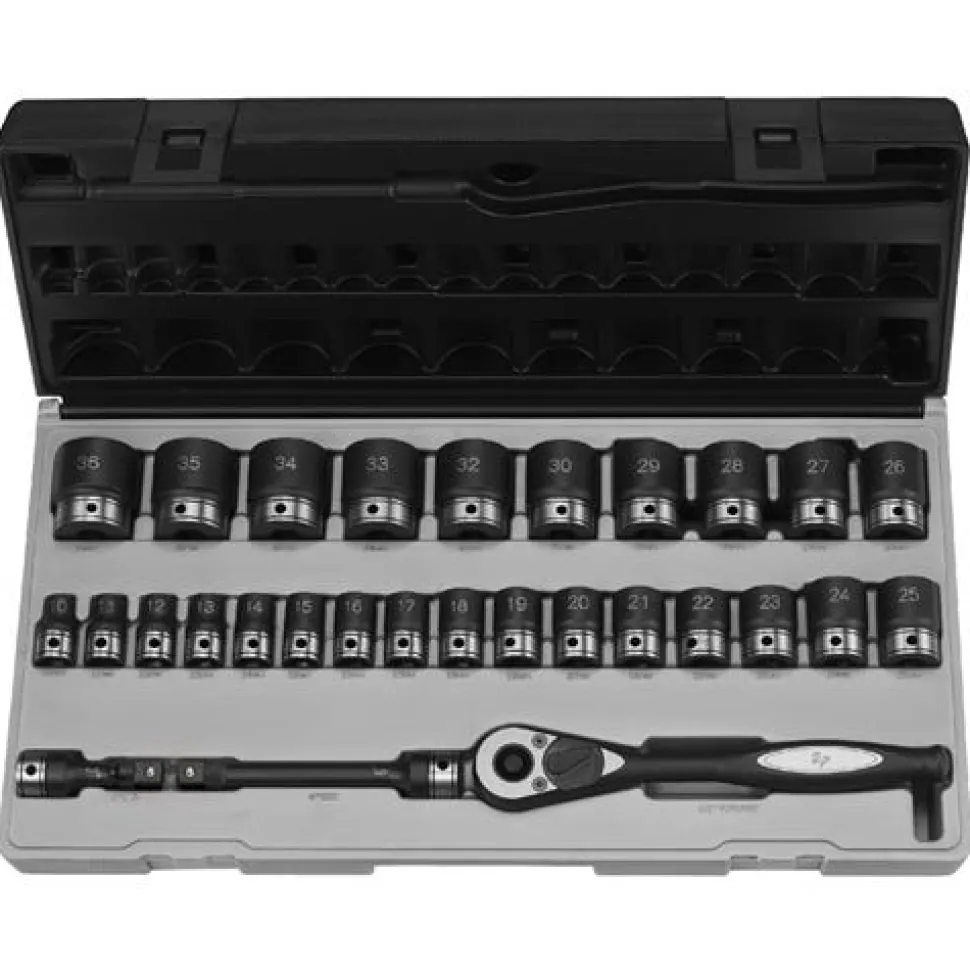 Grey Pneumatic 29 Piece 1/2" Drive Metric 6 Point Standard Duo-Socket Set 82629M
