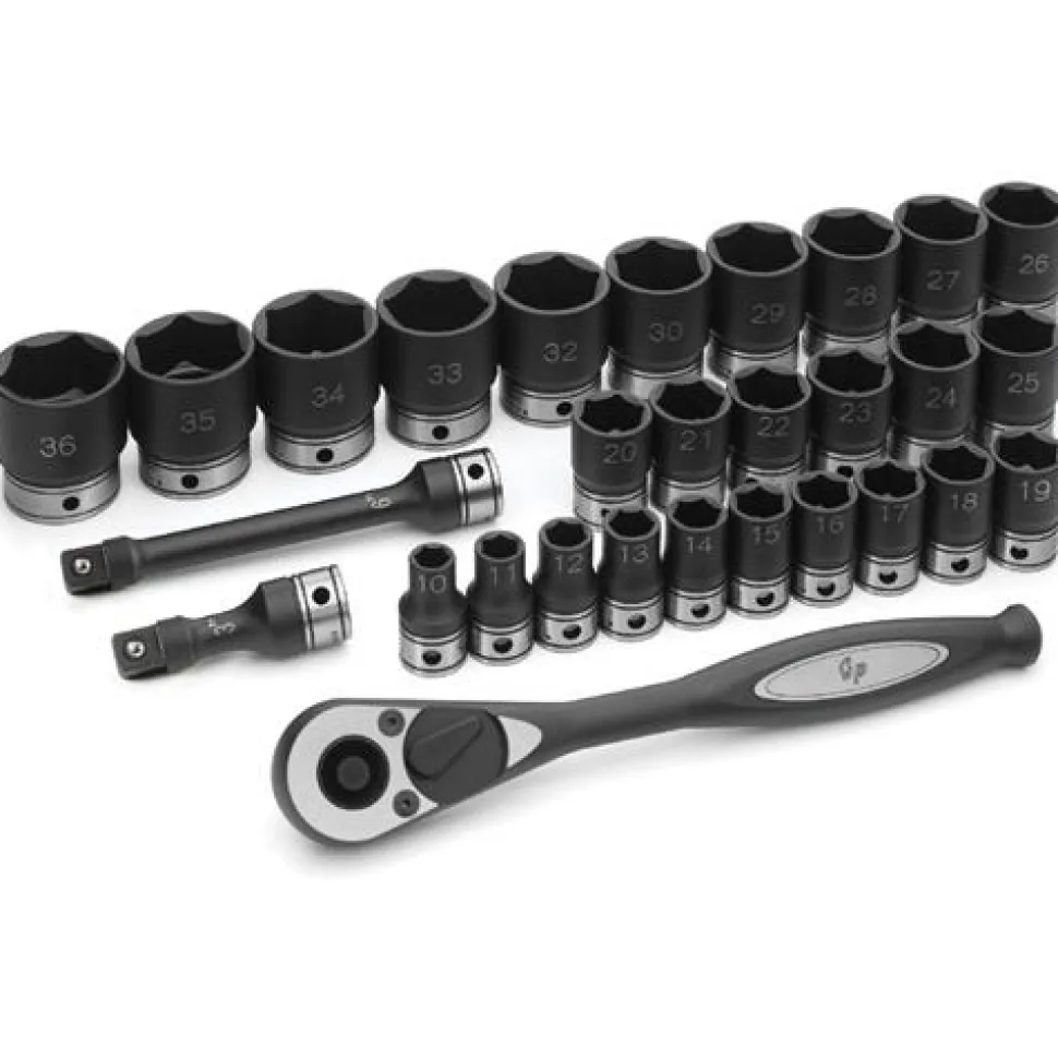 Grey Pneumatic 29 Piece 1/2" Drive Metric 6 Point Standard Duo-Socket Set 82629M