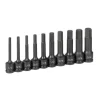 Grey Pneumatic 10 Piece 1/2" Drive SAE 4" Length Hex Driver Set 1340H