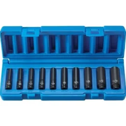 Grey Pneumatic 10 Piece 1/4" Surface Drive SAE 6 Point Deep Impact Socket Set 9710D