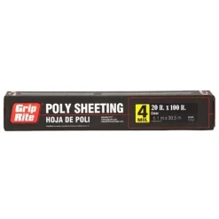 Grip Rite 20' X 100' 4MIL Clear Polyethylene Sheeting 420100C