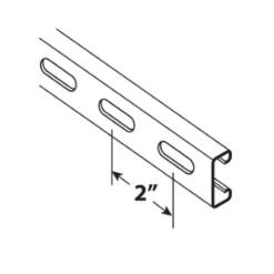 G-Strut Channel 582 Series 1-5/8" x 1-5/8" (SR) 10' Length, 12 Gauge, Galvanized, Oval Slot, G582OS1