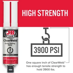 J-B Weld ClearWeld Syringe Cold Weld Epoxy (Repair Metal, Glass, Plastic) 50112