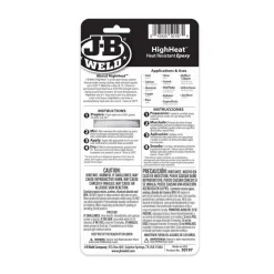 J-B Weld HighHeat Syringe Cold Weld Epoxy (Repair Metal, Fiberglass, Fuel Resistant) 50197