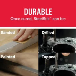 J-B Weld SteelStik Epoxy Putty (Repair Metal, Plastic, Fuel Resistant) - 4 oz 8268U