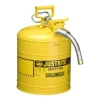 Justrite Type II AccuFlow Steel Safety Can For Diesel 5 Gallon;1-Inch Metal Hose Yellow 7250230