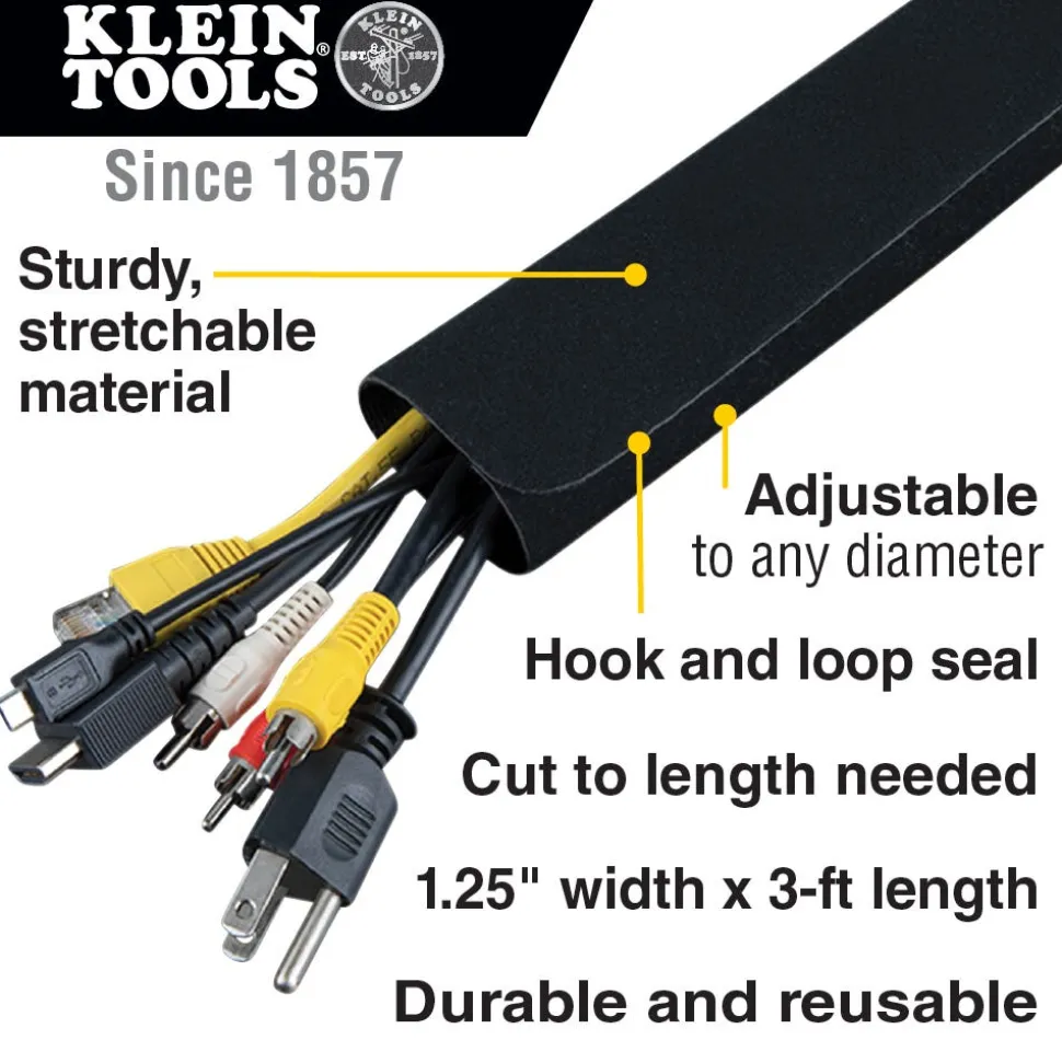 Klein Cable and Wire Management Sleeves,125" Diameter, 3' Long 450-320