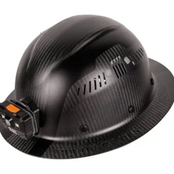 Klein Carbon Fiber Full Brim Hard Hat with Headlamp, Titan 60512