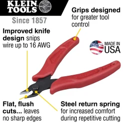 Klein Diagonal Cutting Pliers, Flush Cutter, Lightweight, 5-Inch D275-5