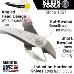 Klein Diagonal Cutting Pliers, Angled Head, 8-Inch D2000-48