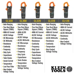 Klein Digital Clamp Meter, AC Auto-Ranging 400 Amp with Temp CL220
