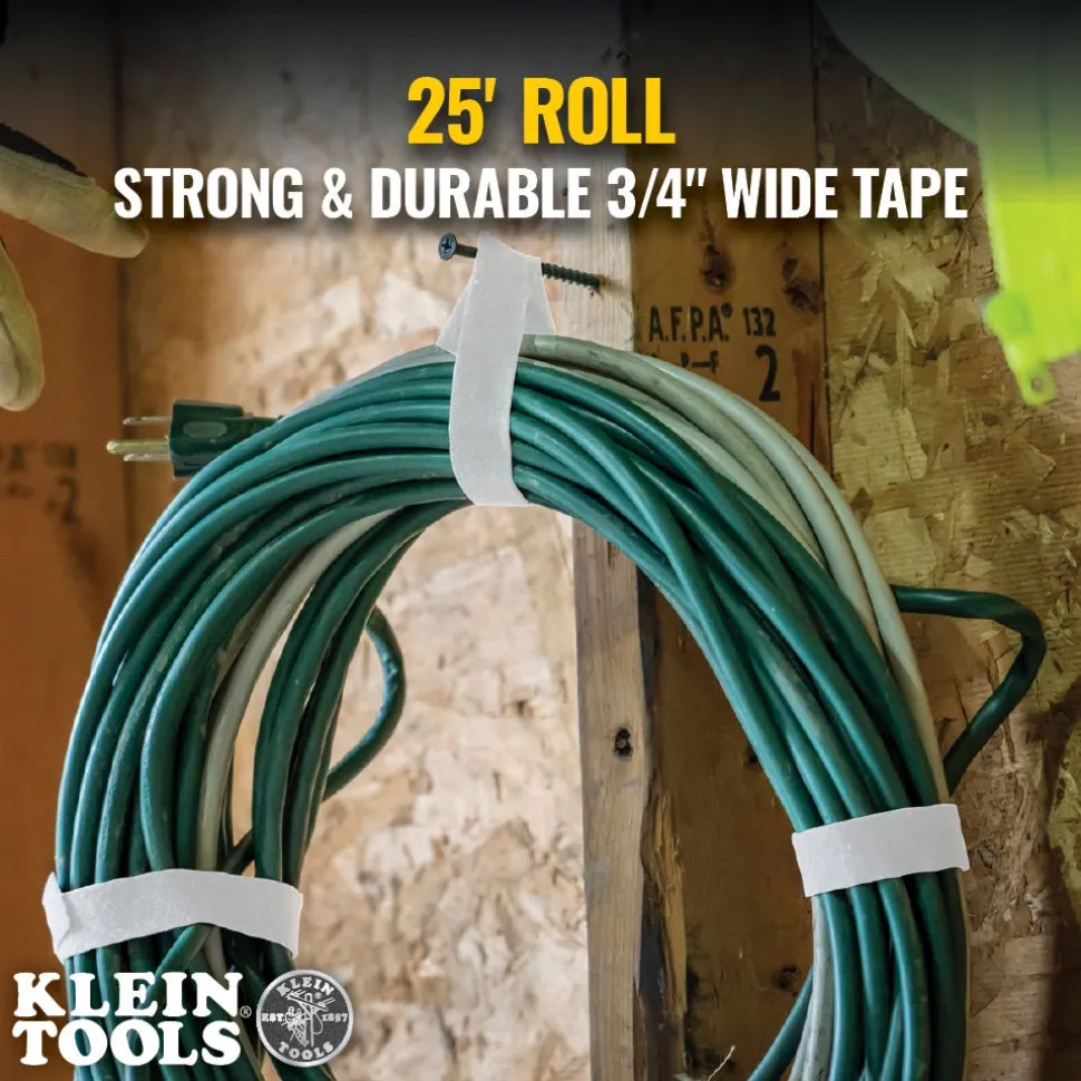 Klein Hook and Loop Tape, 3/4", 25', White, Custom Length Cable Ties 450-960