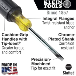 Klein 1/4-Inch Cabinet Tip Screwdriver, Heavy Duty, 6-Inch 605-6