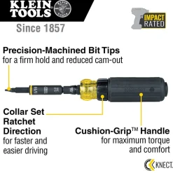 Klein KNECT 11-in-1 Ratcheting Impact Rated Screwdriver / Nut Driver 32500HDRT