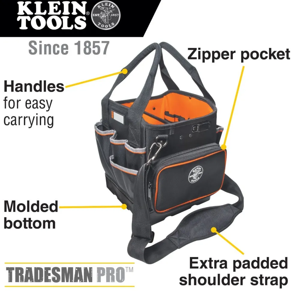 Klein Tool Bag 10" Tradesman Pro Tool Tote, 40 Pockets 5541610-14
