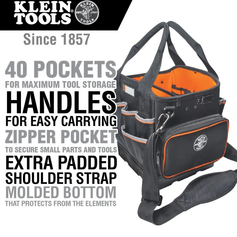 Klein Tool Bag 10" Tradesman Pro Tool Tote, 40 Pockets 5541610-14