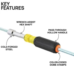 Klein Tools Color-Coded Hollow-Shaft Heavy-Duty Nut Driver Set, 6-Piece 65456