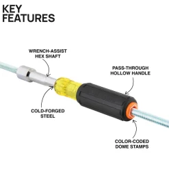 Klein Tools Color-Coded Hollow-Shaft Heavy-Duty Nut Driver, 9/16" 654916