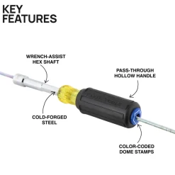 Klein Tools Color-Coded Hollow-Shaft Heavy-Duty Nut Driver, 3/8" 65438