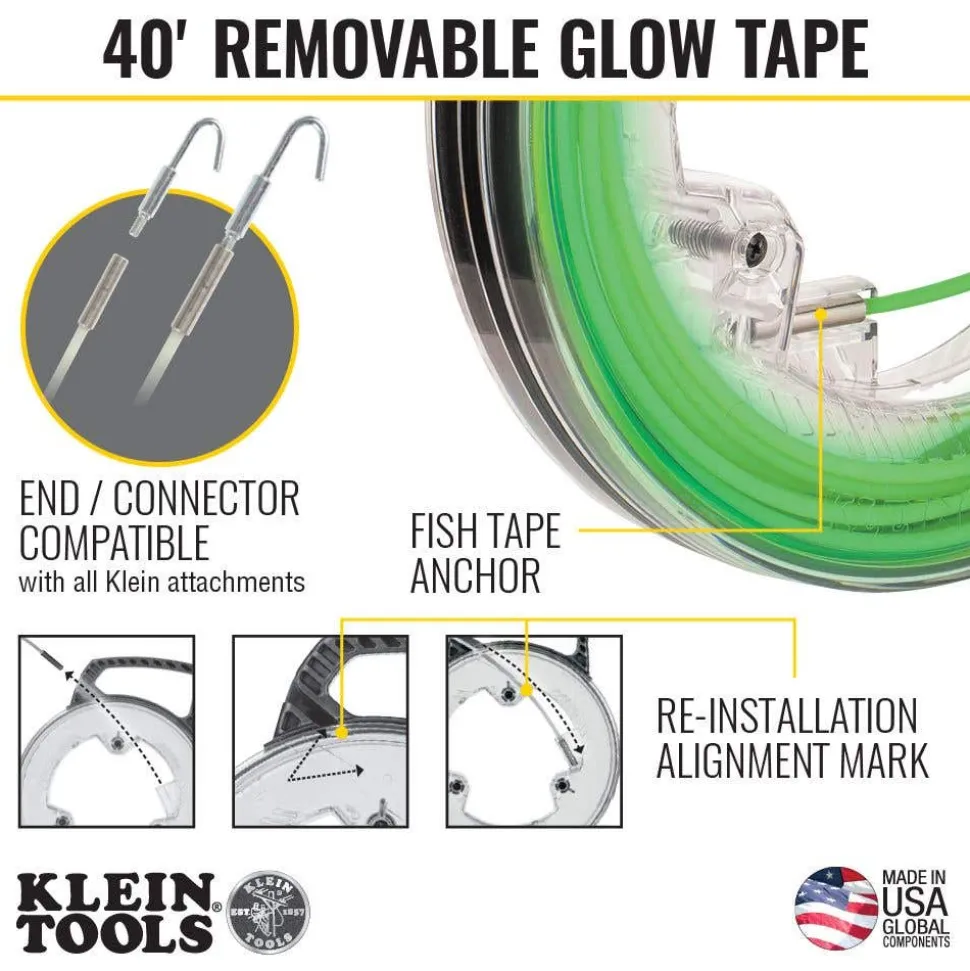 Klein Tools Glow in the Dark Fish Tape, 40-Foot 50660