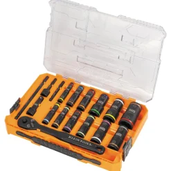 Klein Tools KNECT™ Flip-24 Deep-Well, Heavy-Duty Impact Socket Set, SAE and Metric 65626
