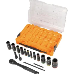 Klein Tools KNECT™ Flip-24 Deep-Well, Heavy-Duty Impact Socket Set, SAE and Metric 65626
