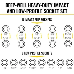 Klein Tools KNECT Impact Pass Through and Deep-Well Flip Socket Set, 20-Piece 65240