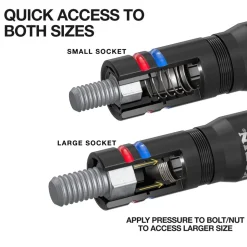 Klein Tools KNECT™ Quad-24 Heavy-Duty Impact Flip Sockets, SAE and Metric, 6-Piece 656QS