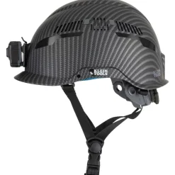 Klein Tools Safety Helmet, Premium KARBN Pattern, Vented, Class C, Headlamp 60517