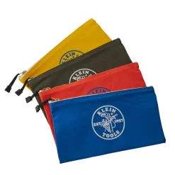 Klein Zipper Bags, Canvas Tool Pouches Olive/Orange/Blue/Yellow, 4-Pack 5140