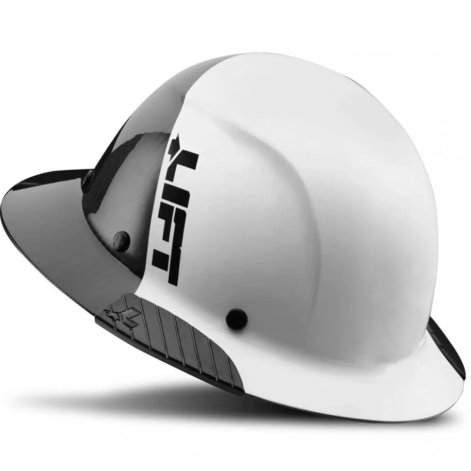 Lift DAX Fifty 50 Carbon Fiber Full Brim Hard Hat (Black/White) HDF50C-19WC